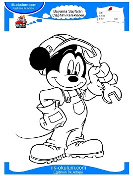 Çocuklar İçin Mickey Mouse Boyama Sayfaları 
